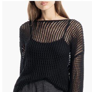 MAX STUDIO Oversize Open Knit Black Sweater Oversized Small